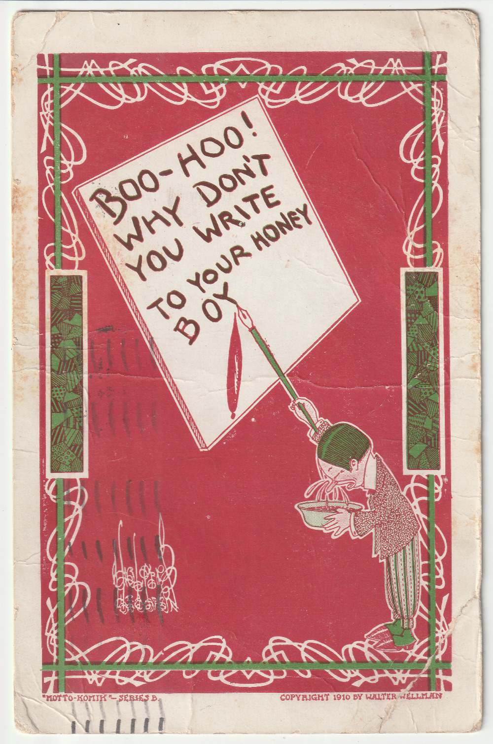 1911 Artist Postcard BOO HOO Walter Wellman Motto-Komik Antique
