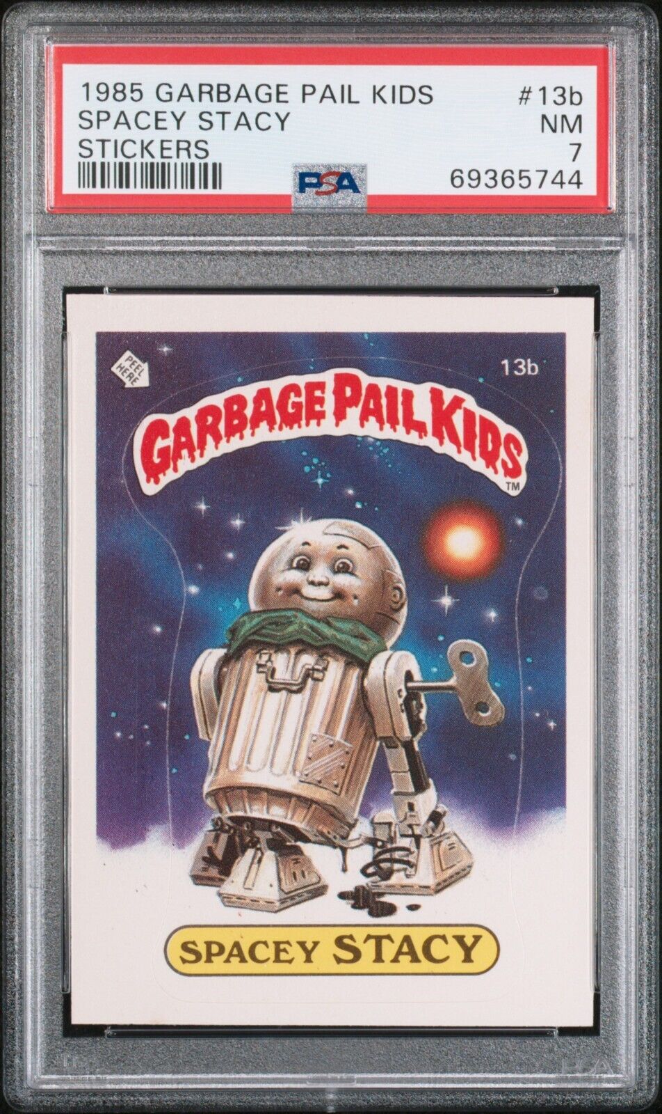 1985 Topps OS1 Garbage Pail Kids Series 1 SPACEY STACY GLOSSY 13b Card PSA 7 NM
