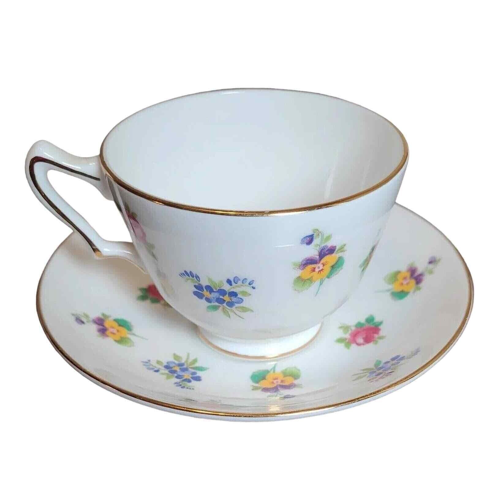 Antique Crown Staffordshire Tea Cup + Saucer Fine Bone China England 1900-1914