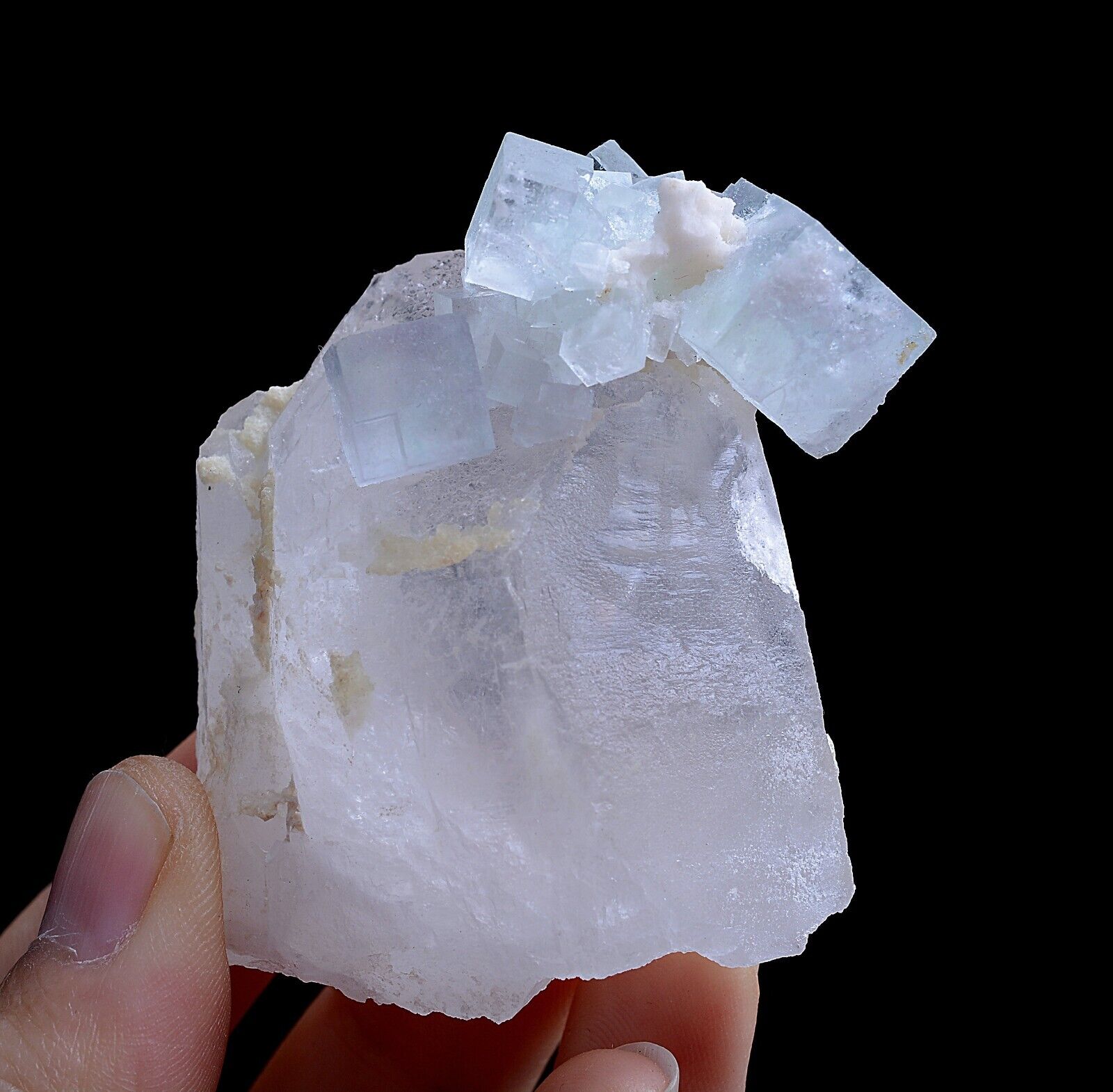 81g Natural Blue And White Porcelain Fluorite & Crystal Mineral Specimen/China
