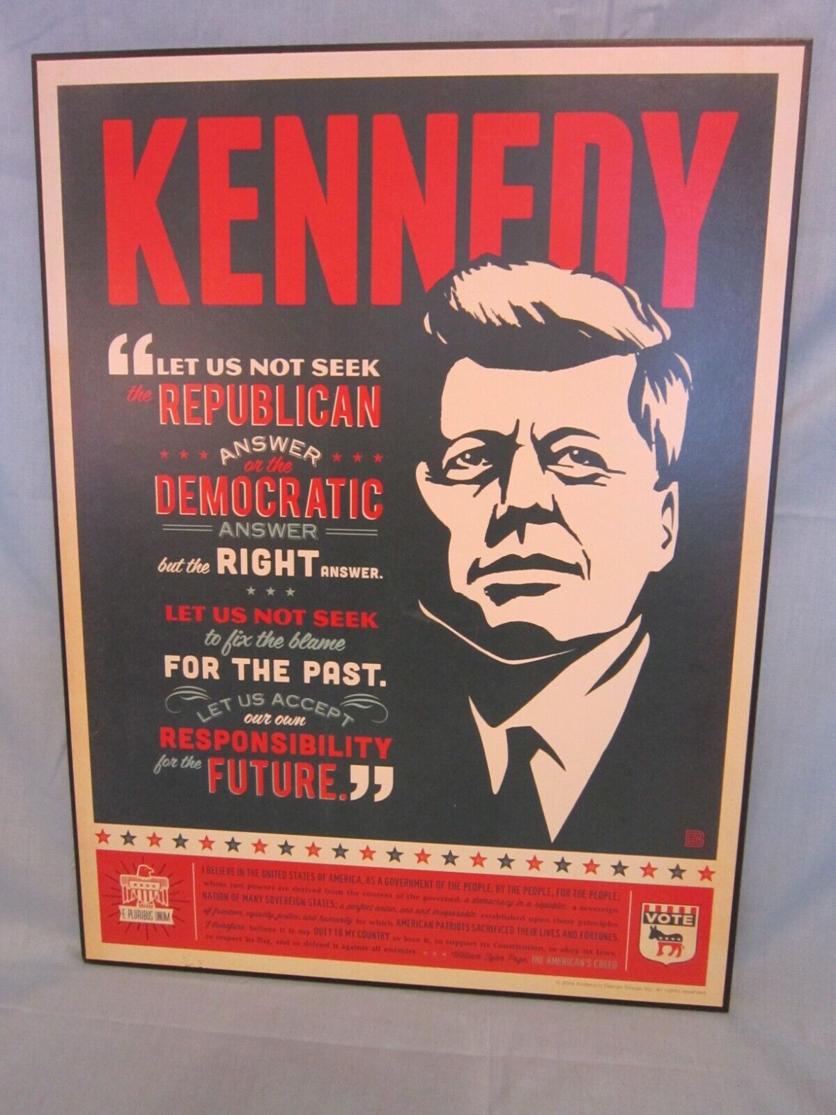 PRESIDENT JOHN KENNEDY POLITICAL Plaque LEADERSHIP FOR THE FUTURE 16”X 12”