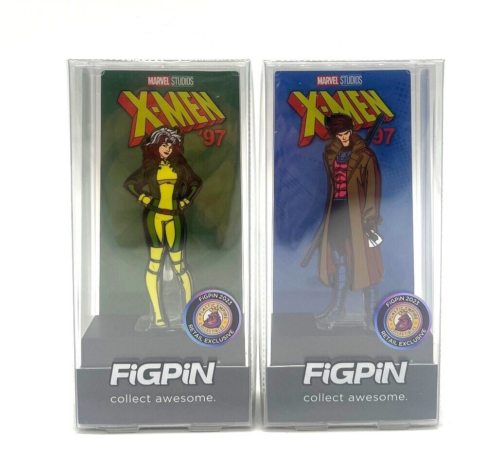 FiGPiN X-Men Gambit 1540 & Rouge 1539 Plastic Empire Exclusive Collectible Pins