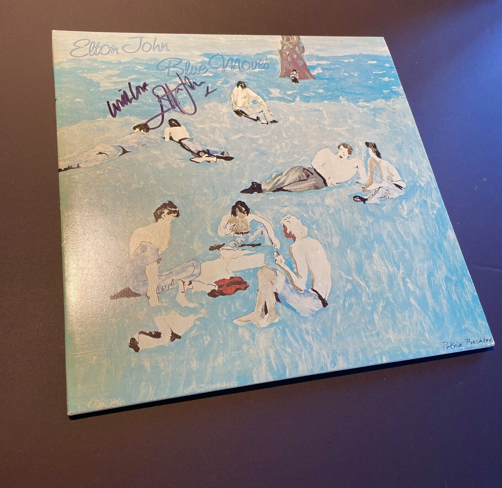 Signed ORIGINAL ELTON JOHN BLUE MOVES album LP authentic signature Autograph