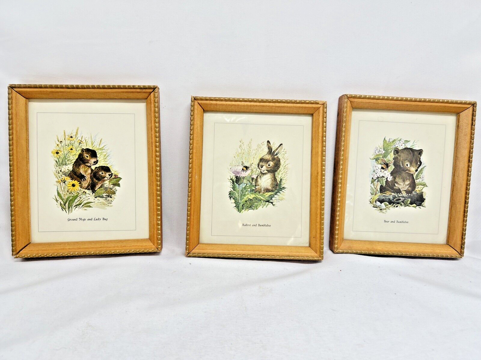 Vintage Maurice Day, Orig Bambi Disney Artist, 3 wall art Set Bee,Bear,Ladybug +