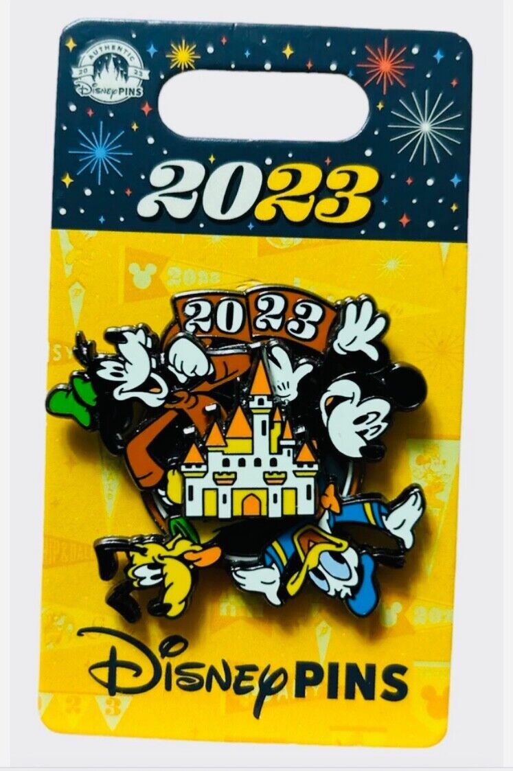 Disney Parks Walt Disney World 2023 Spinner Pin Mickey Minnie Donald Goofy NEW