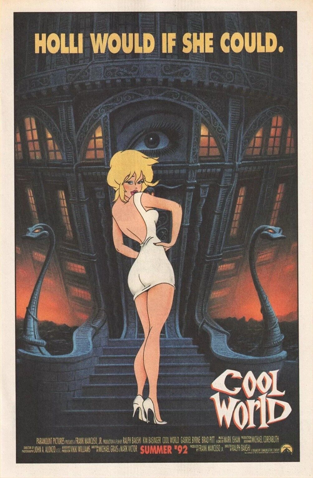 1992 Cool World Movie Vintage Print Ad/Poster Promo Art Brad Pitt Kim Basinger🔥