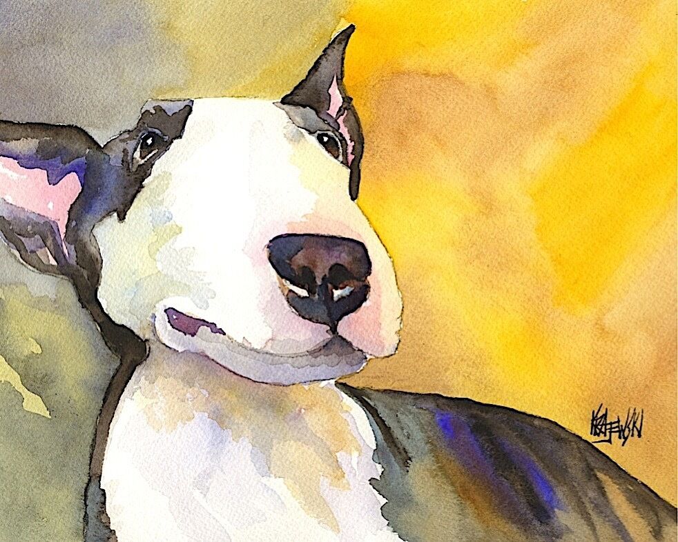 Bull Terrier Dog 8x10 Art Print Signed by Artist Ron Krajewski