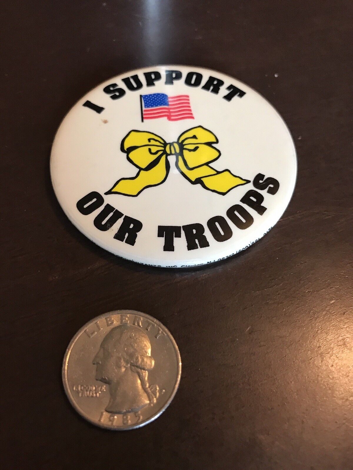 Vintage “I Support Our Troops” Yellow Ribbon Button