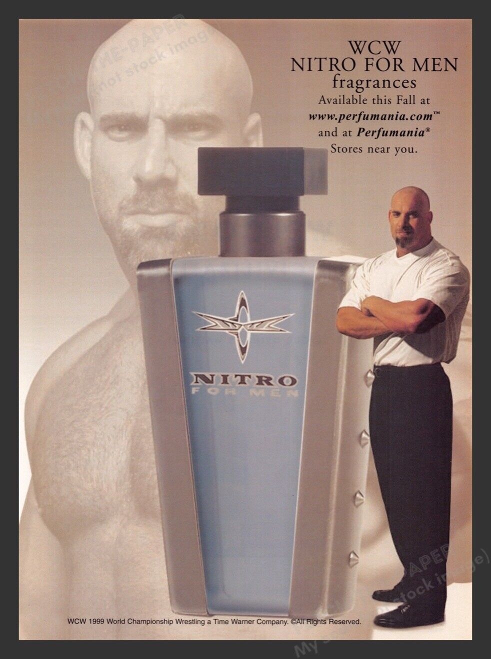 WCW Nitro Cologne for Men Bill Goldberg Wrestler 1990s Print Advertisement 1999