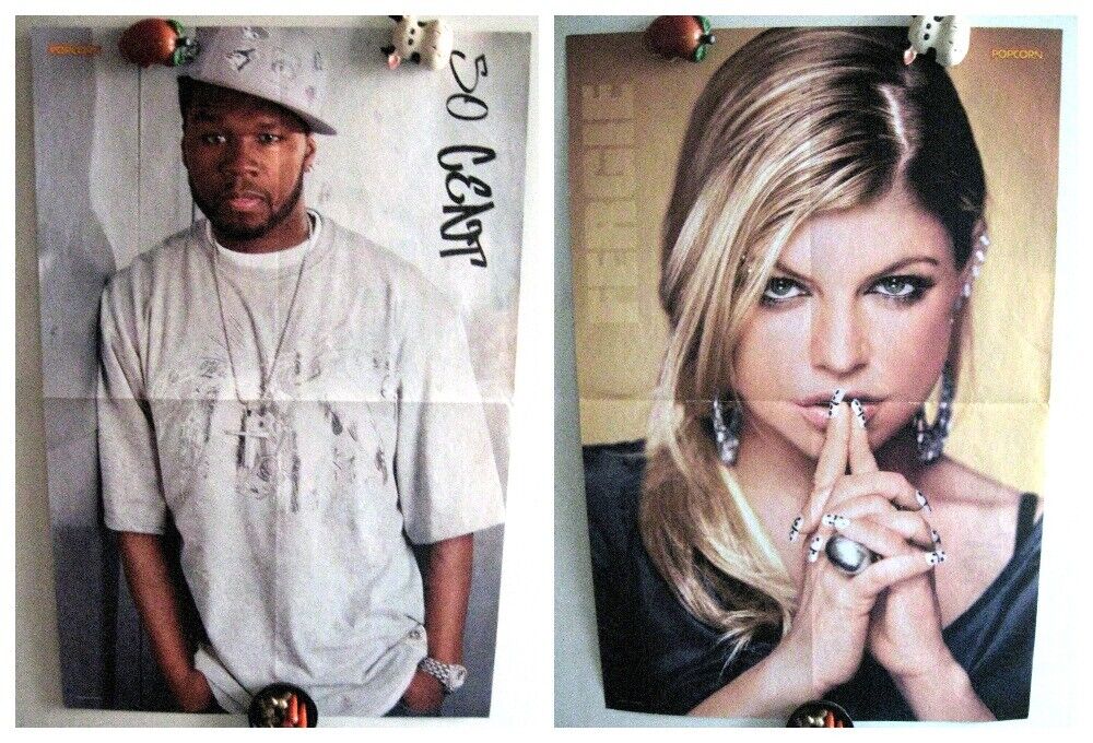 Curtis Jackson 50 Cent / Fergie Duhamel two-sided magazine poster A3 16x11