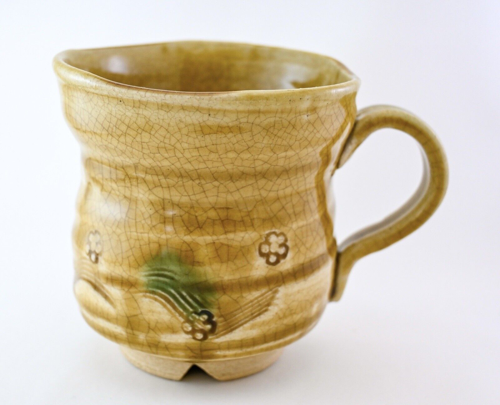 Japanese Handmade Mug Cup KISETO Yellowish-Brown Glaze 280ml Rokubei Seto ware