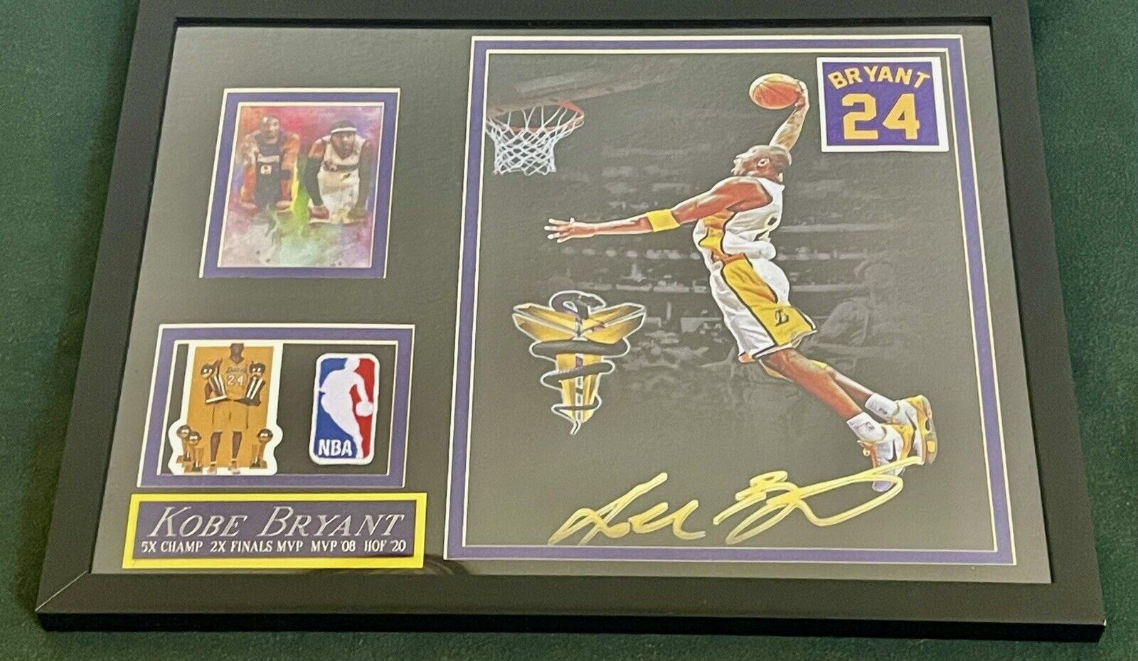 NBA KOBE BRYANT LAKERS FRAMED PICTURE WITH NBA PATCH & NAME PLATE