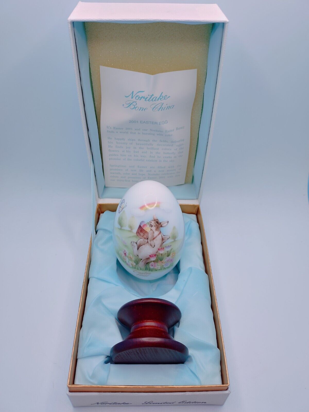 Vintage Noritake Easter Egg Bunny Flowers Limited Edition Bone China Japan 2001