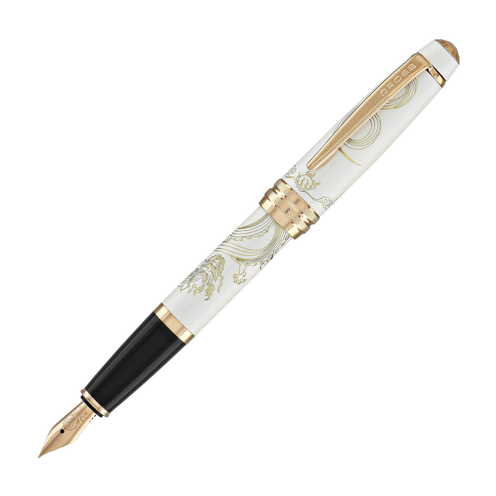 Cross Bailey Year of the Dragon Fountain Pen in Pearlescent White Lacquer w/RG-F