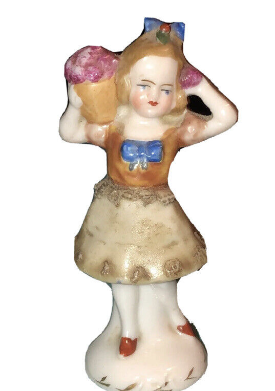 Antique Victorian Ceramic Girl Figurine Miniature