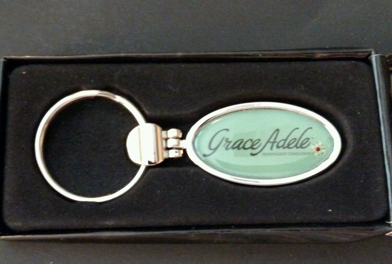 Grace Adele Logo Keychain Independent Consultant - Silver Tone Metal