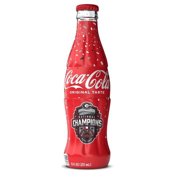 Georgia Bulldogs 2022 National Champions Coca Cola UGA Full Wrap Bottle NEW