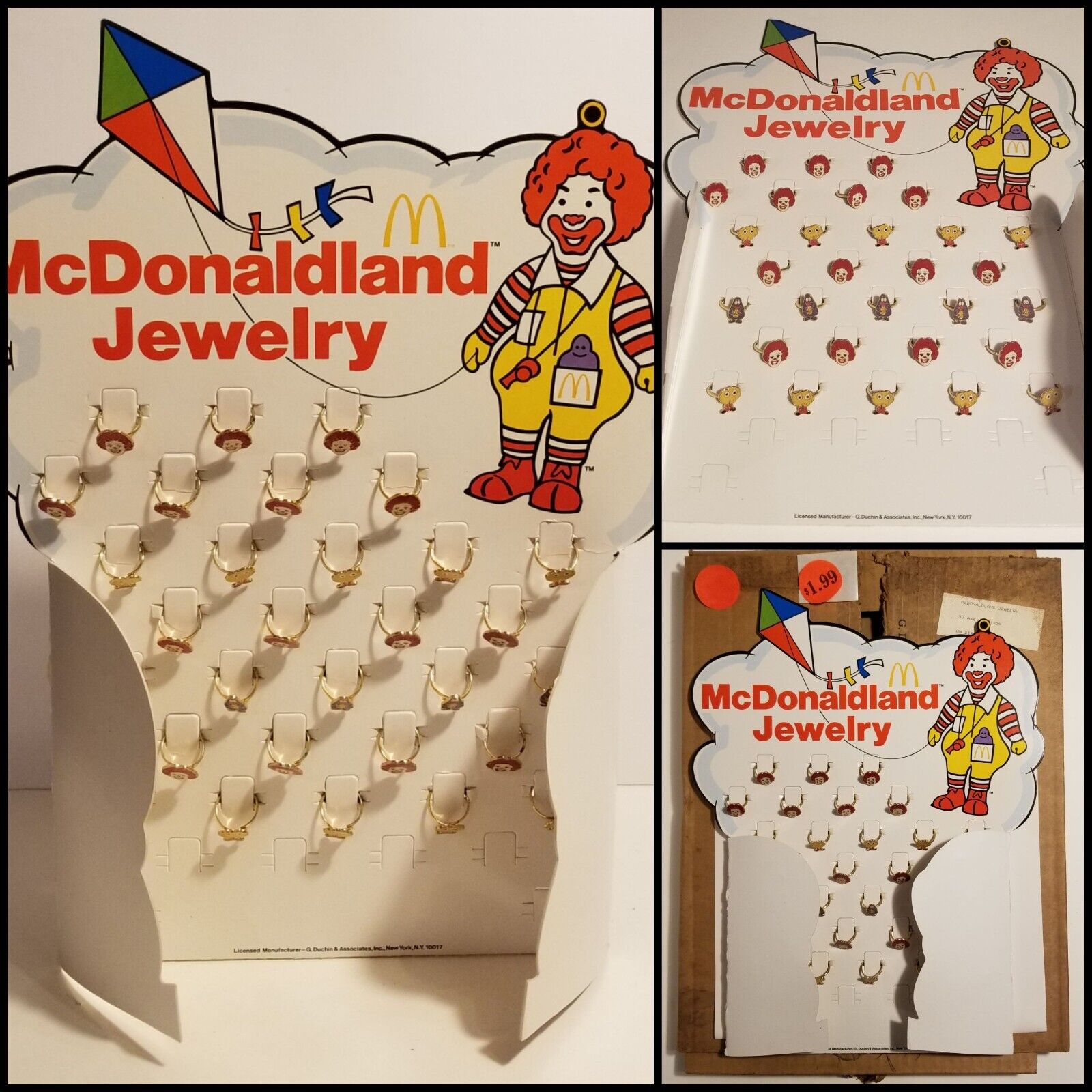 1979 McDonaldland Jewelry Counter Display With 30 Rings, Original Box&Banner NOS