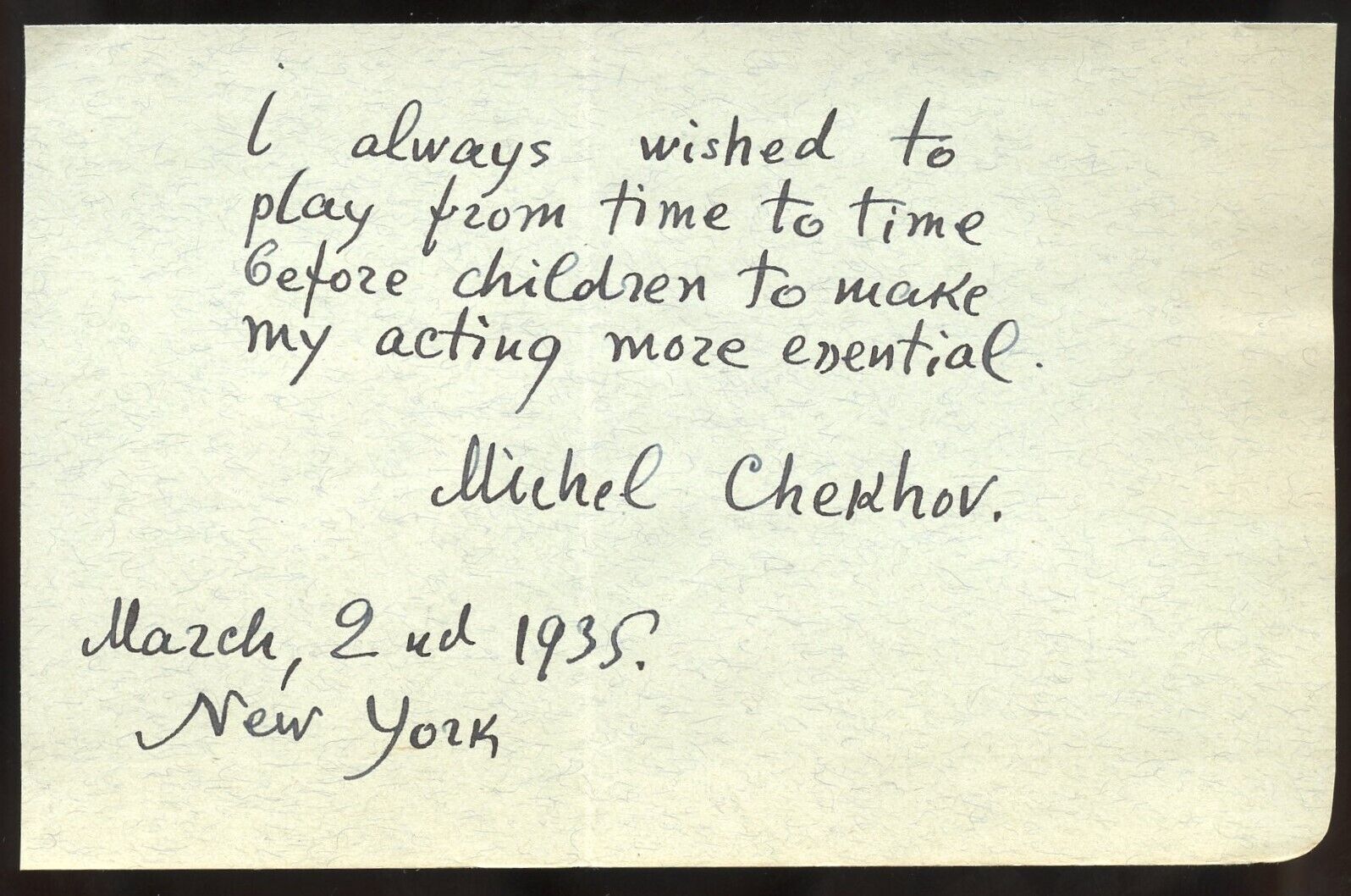 Michael Chekhov d1955 signed autograph 3x5 Cut Russian-American Actor Director