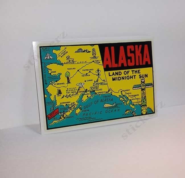 State of Alaska Vintage Style Travel Decal / Vinyl Sticker, Luggage Label
