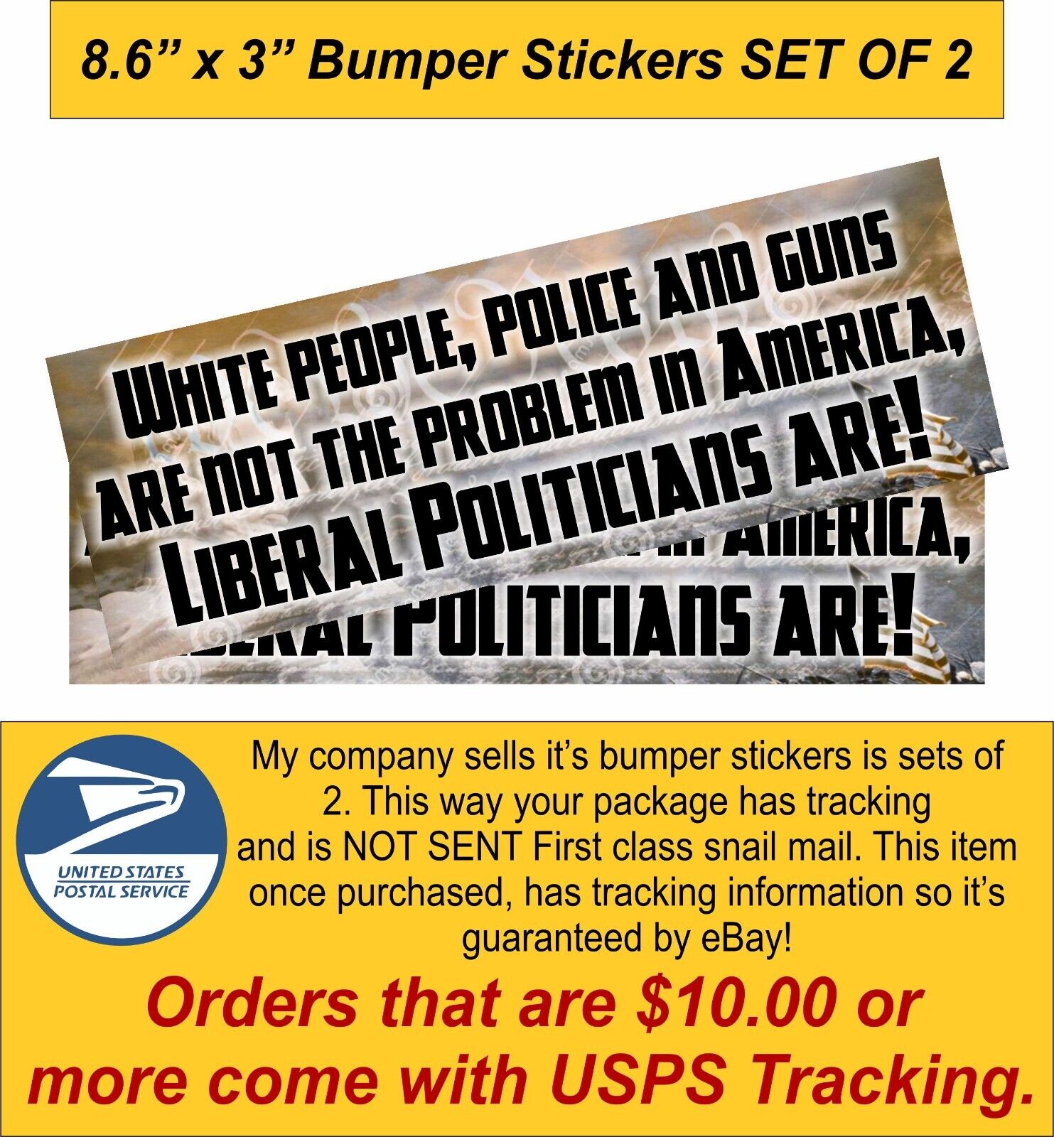 Liberal Politicians are the Problem in America Bumper Sticker Set of 2 8.6\