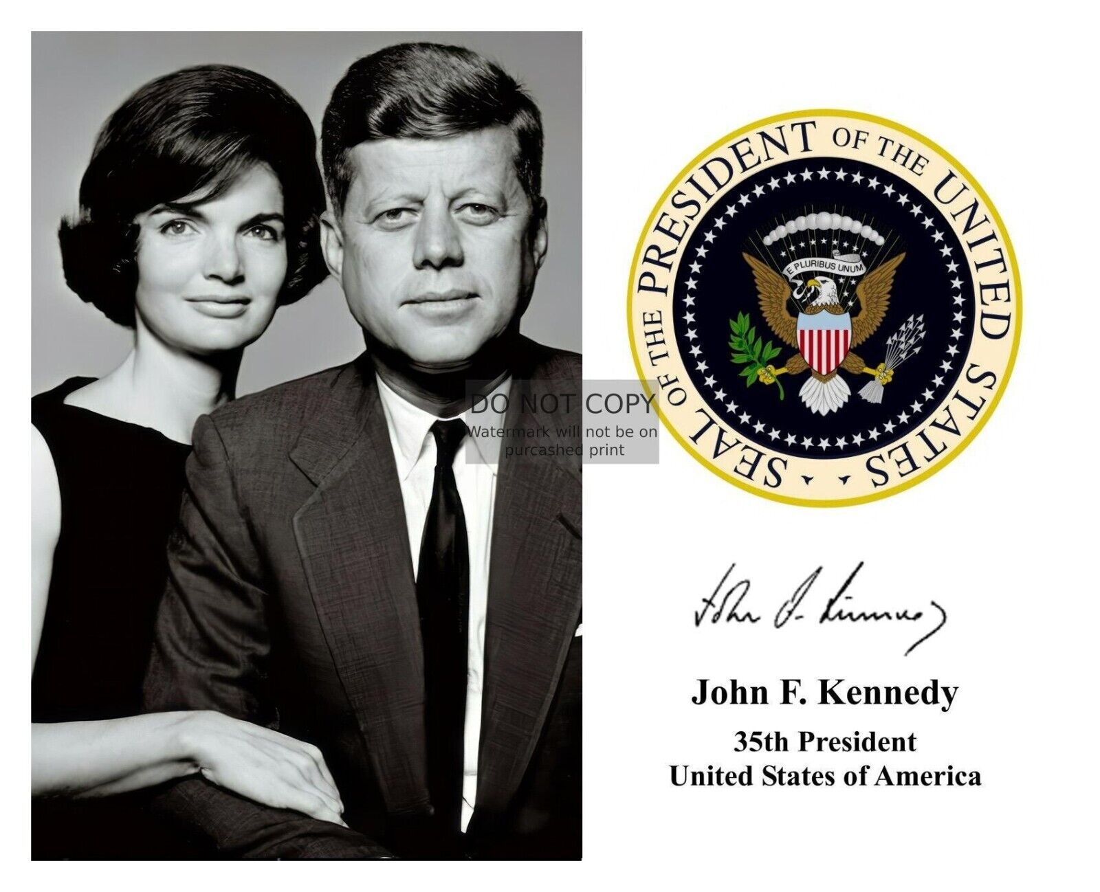 PRESIDENT JOHN F. KENNEDY JFK PRESIDENTIAL SEAL AUTOGRAPHED 8X10 PHOTOGRAPH