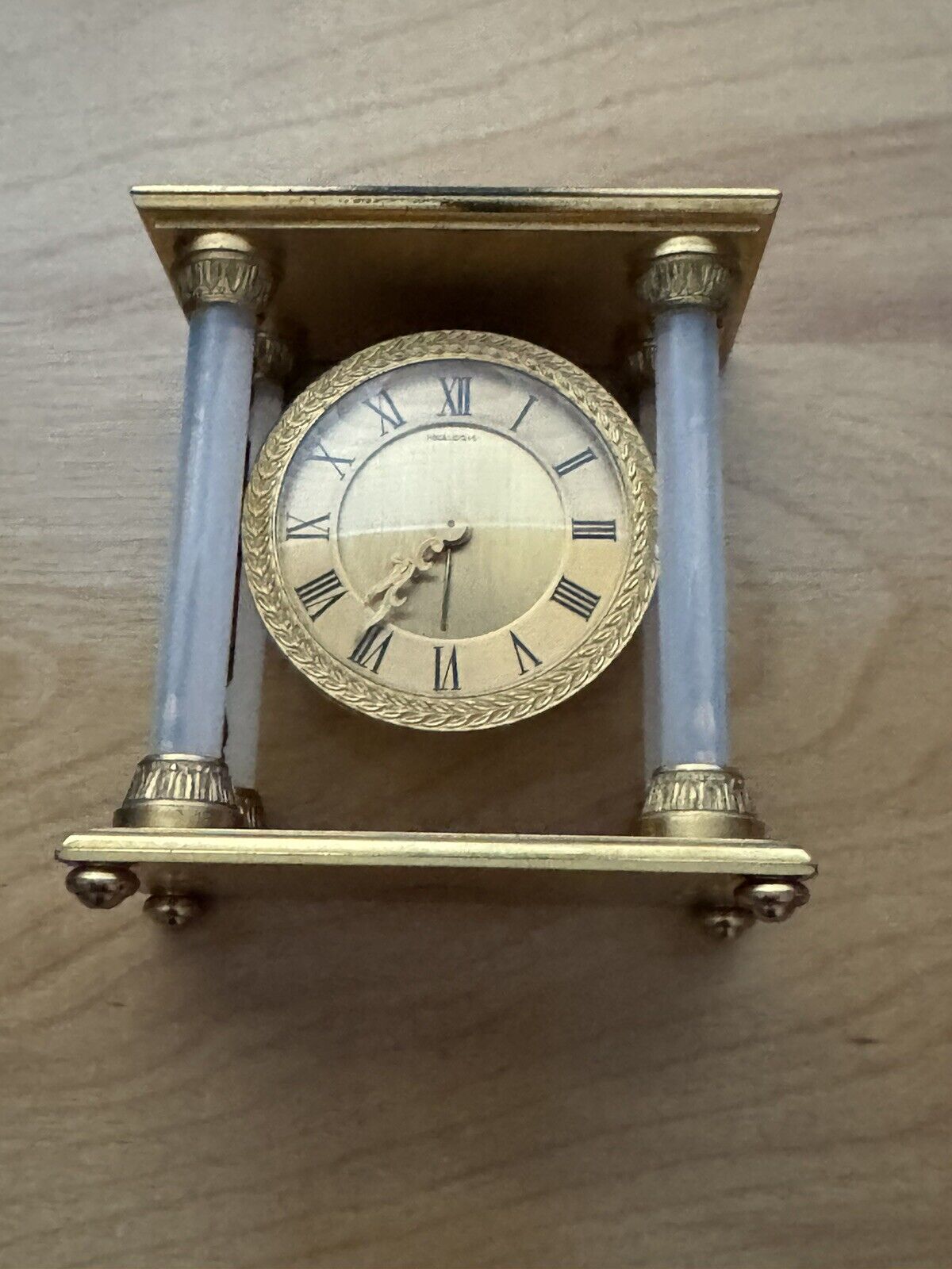 Vintage Hour Lavigne French Opalescent & Gilt Bronze Desk / Mantel Clock