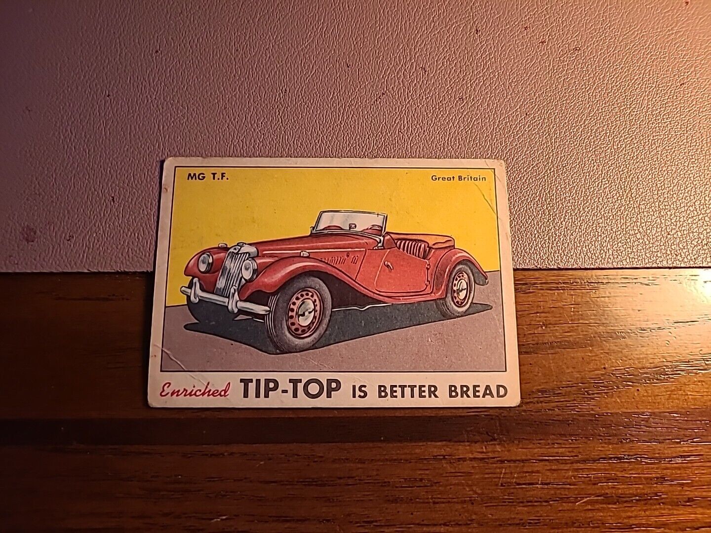 1954 Tip Top Bread Sports Cars MG T.F. G/VG Rare & Nice