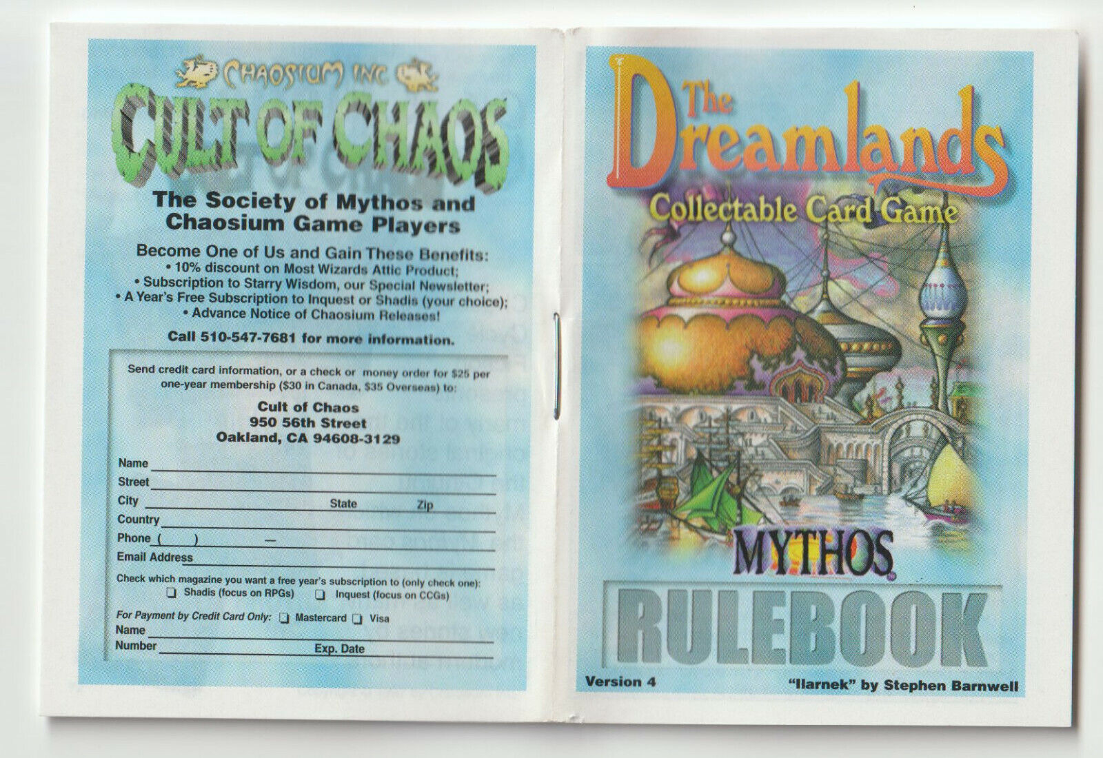CCG Dreamlands Mythos - Rulebook - New Condition