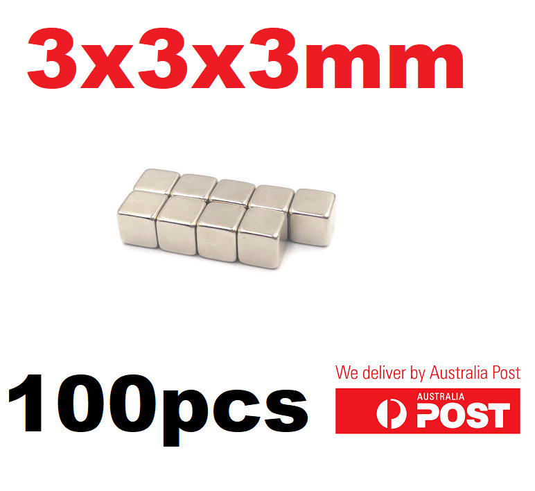 100pcs Block 3mm x 3mm x 3mm Neodymium Magnet Fridge Craft Square 3X3X3mm