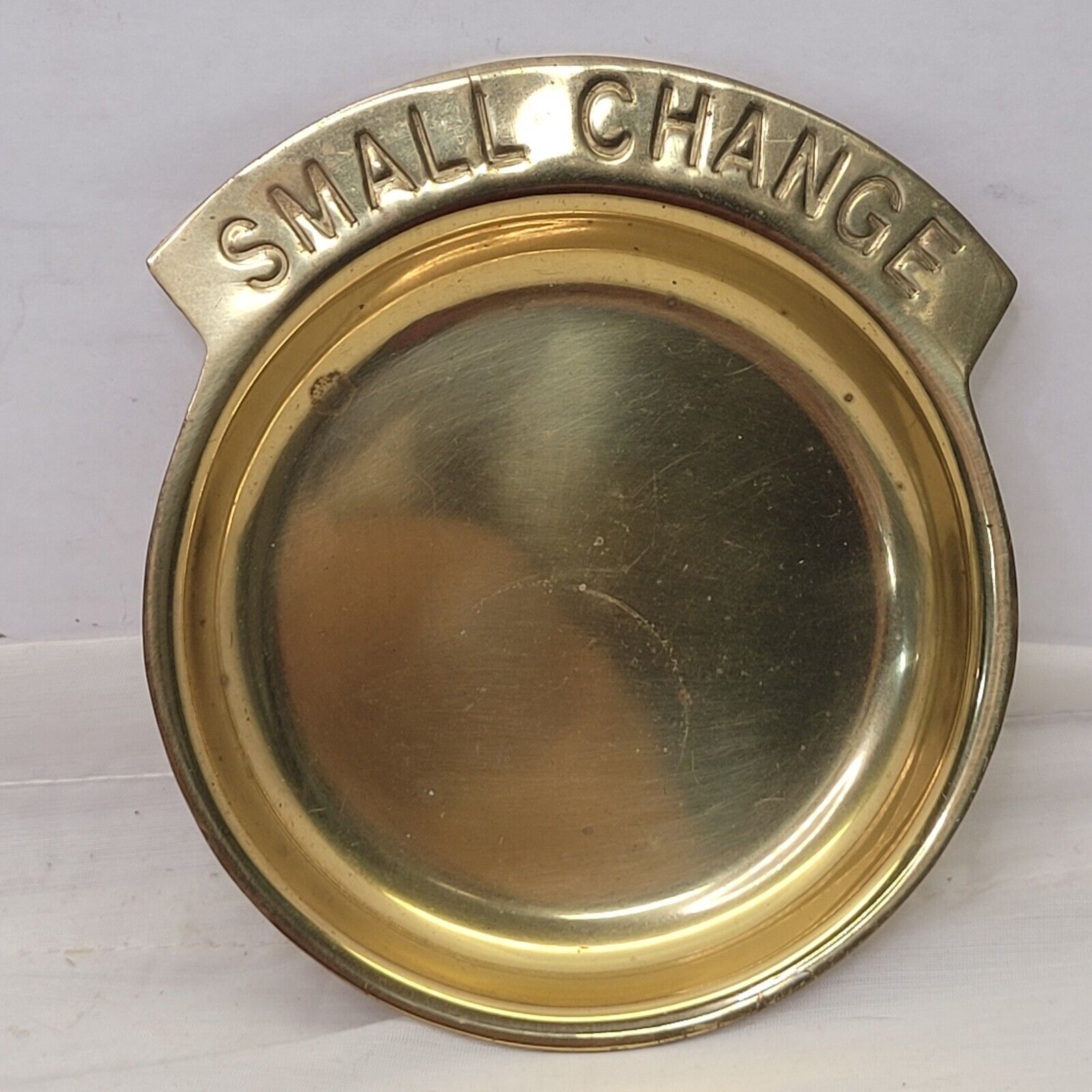 Small Change Brass Dish Money Pocket Coin Holder Tray Trinket Vintage