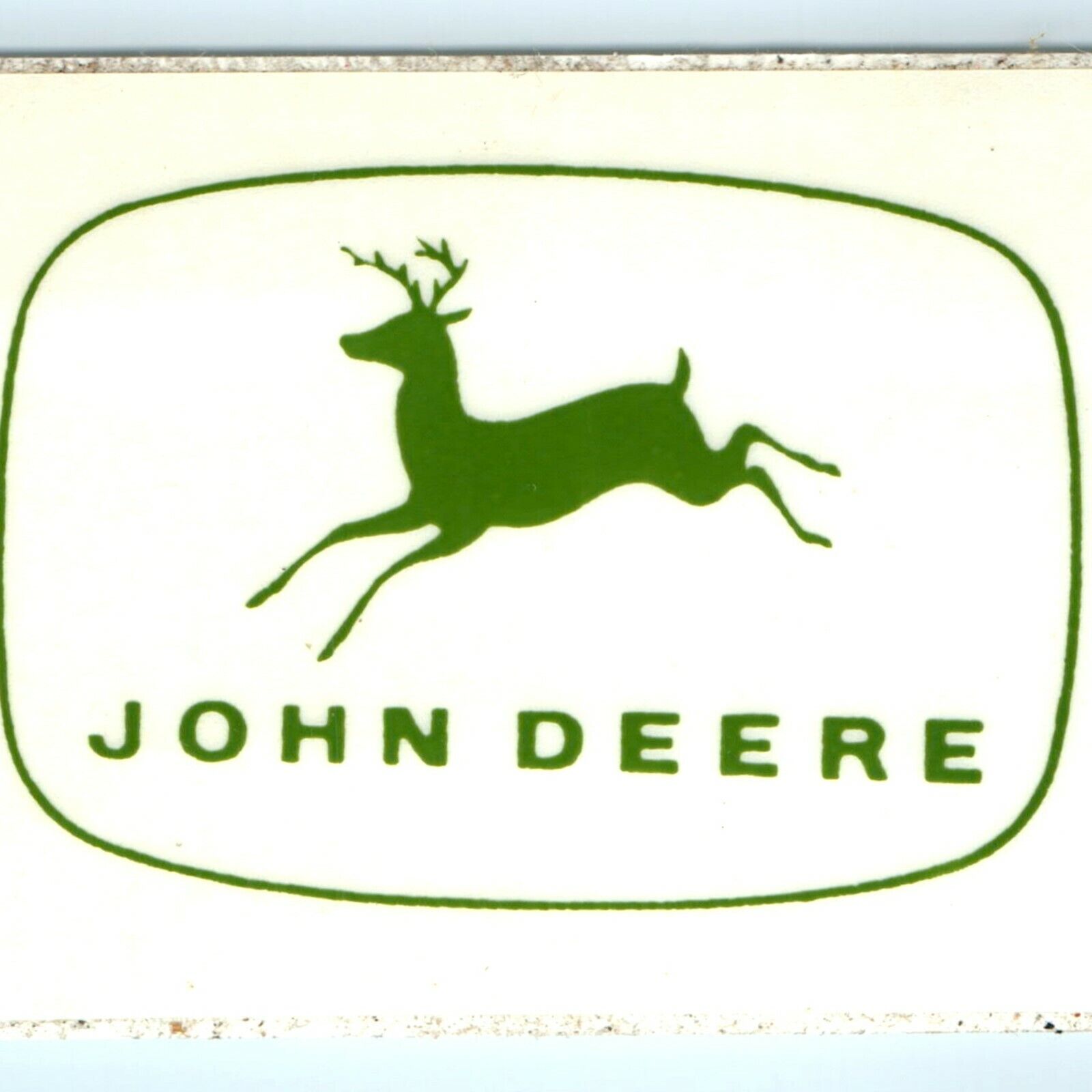 John Deere Four Legged Logo Sticker Toy Tractor Label Unknown Vtg C24