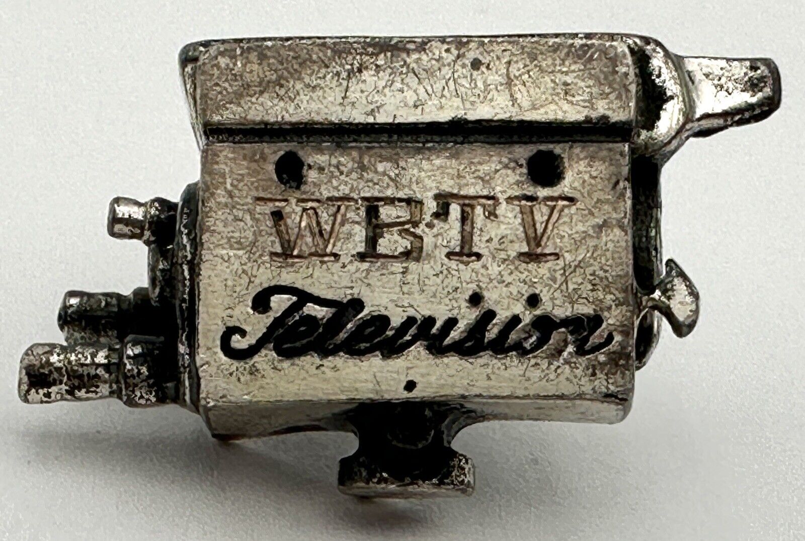 Vintage WBTV Television TV Station Charlotte NC Lapel Hat Pin Employee Camera