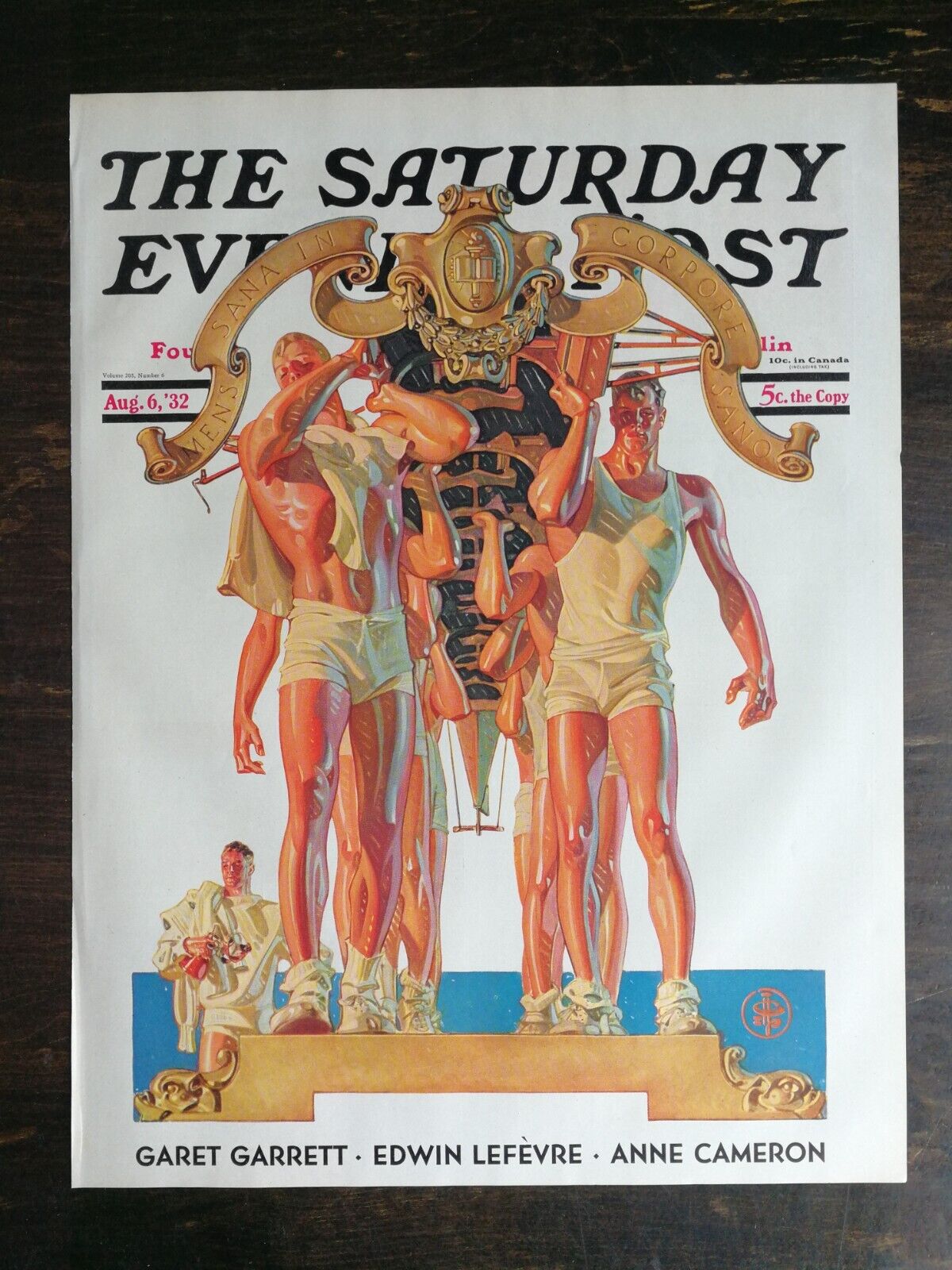 Vintage Saturday Evening Post August 6, 1932 J.C. Leyendecker Artwork Cover Only