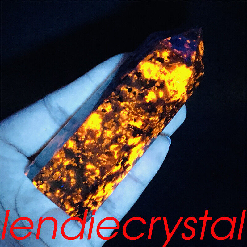 Lendiecrystal 1pc Natural Yooperlite Obelisk Quartz Crystal Flame\'s stone point
