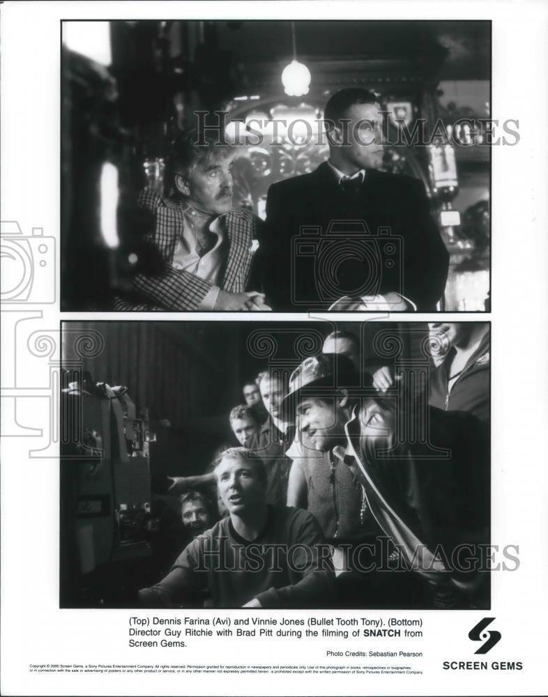 2000 Press Photo Dennis Farina Vinnie Jones Brad Pitt Guy Ritchie ing Snatch