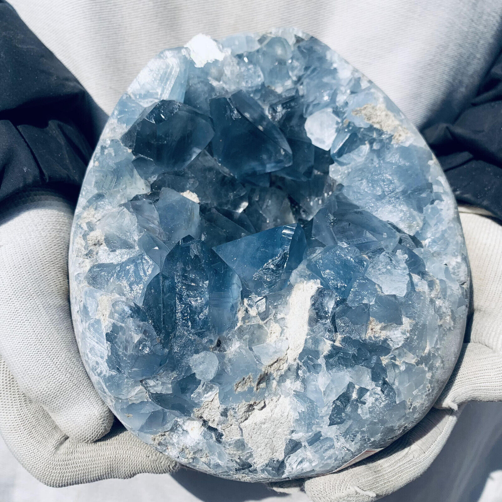 10.67LB Natural Beautiful Blue Celestite Crystal Geode Cave Mineral Specimen