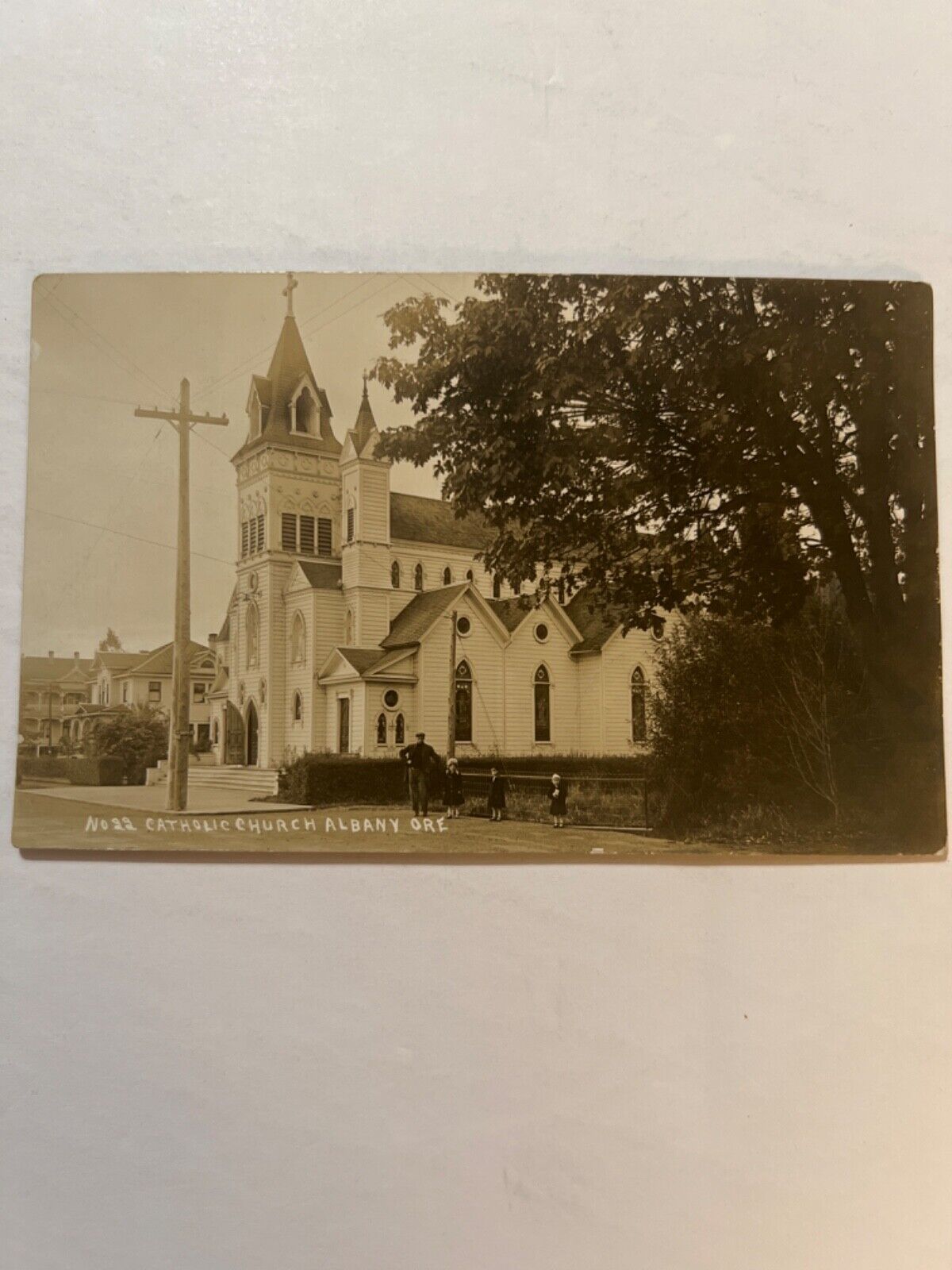 VTG RPPC Photo Postcard Catholica Church Albany Oregon 1912
