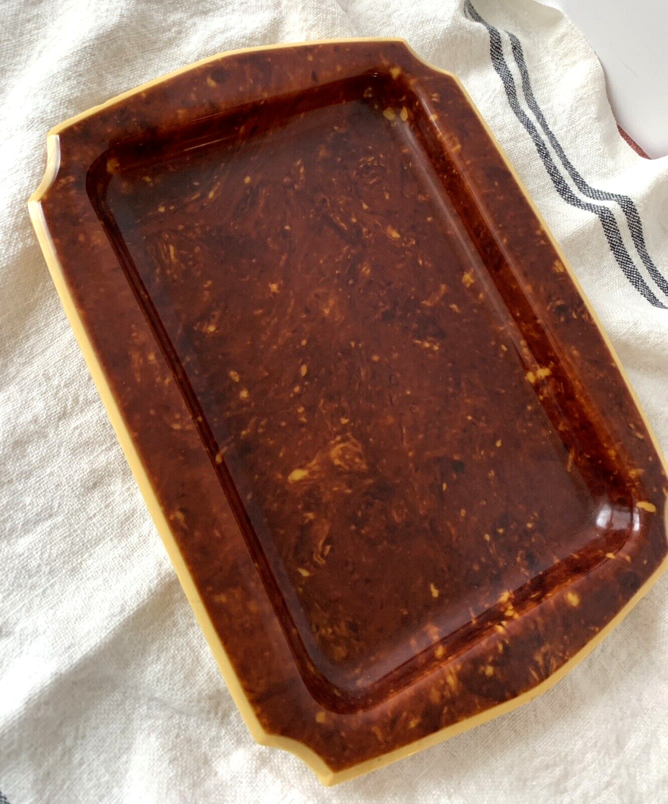 Old Celluloid Faux Tortoise Shell Tray Art Deco