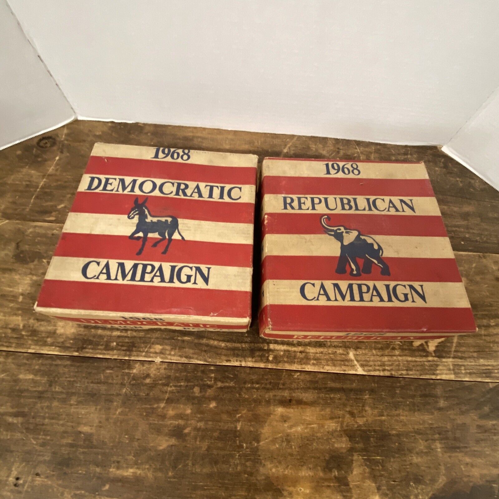1968 Wheaton Glass Republican & Democratic Campaign Set W/ Boxes First Edition