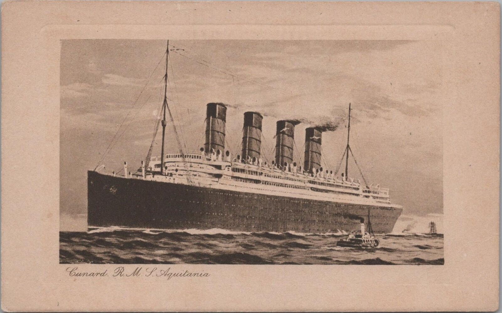 Postcard Ship Cunard RMS Aquitania 