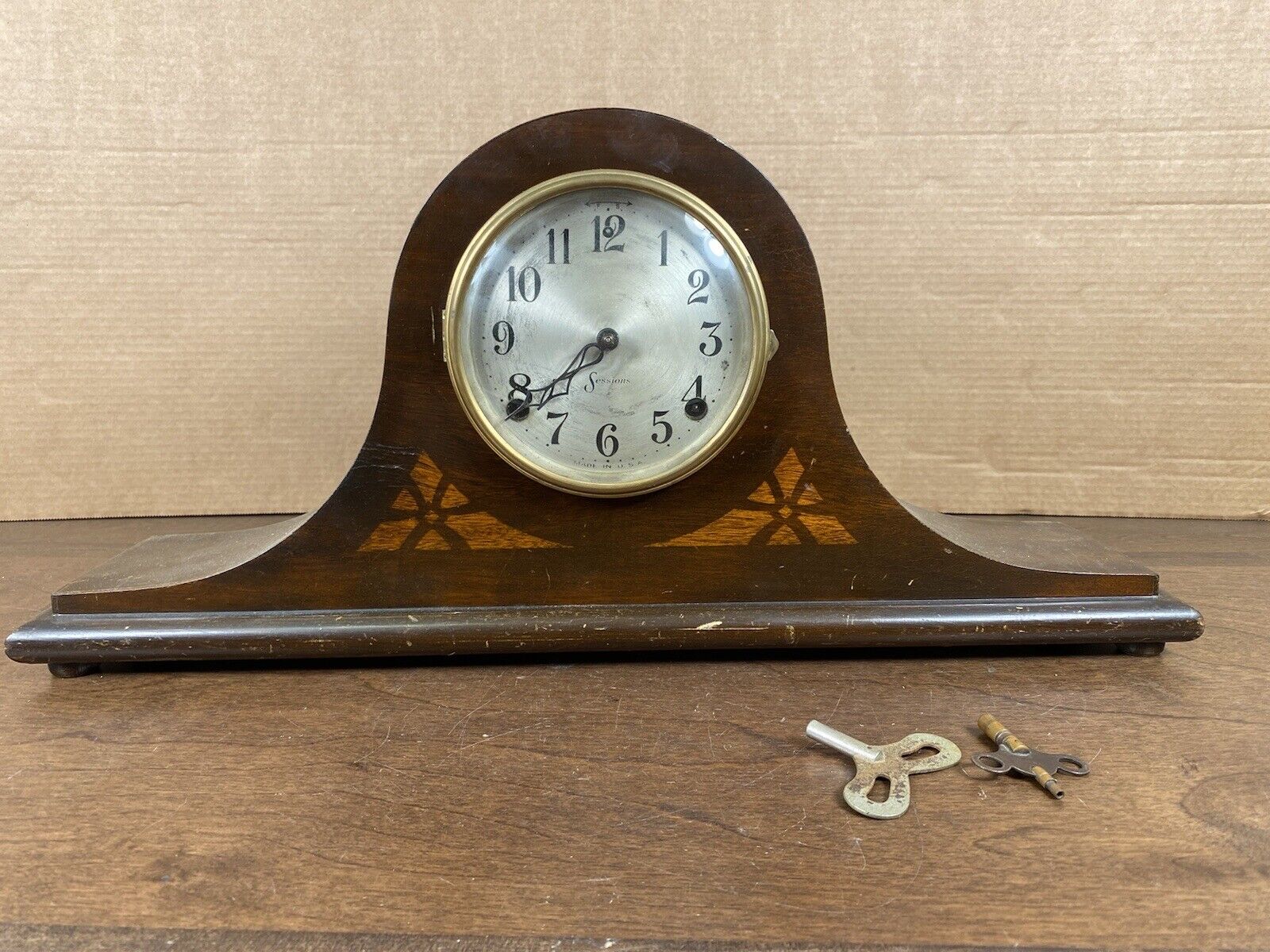 Vintage Sessions 8 Day Clock In Inlayed Wood Case
