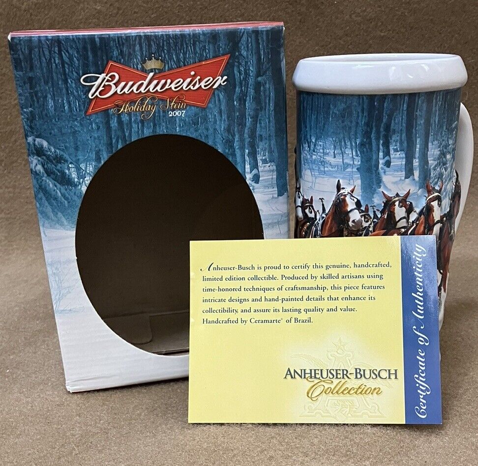 2007 Budweiser Stein Christmas Mug with Gift Box and COA Winter\'s Calm