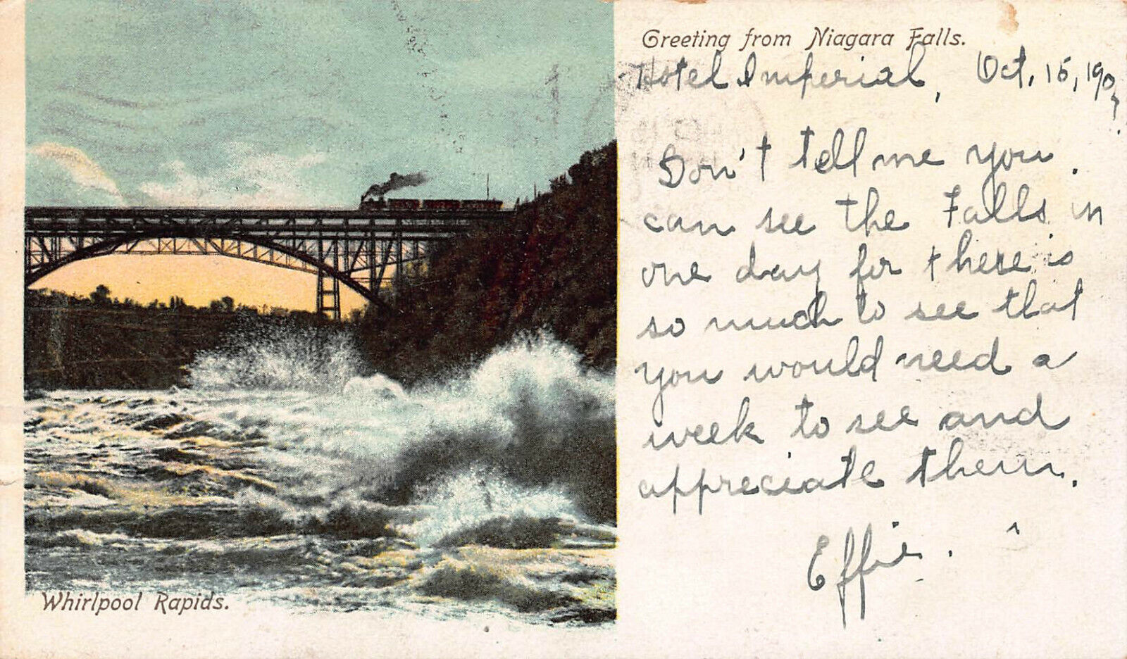 Greetings From Niagara Falls, New York, Early Postcard, Used in 1904
