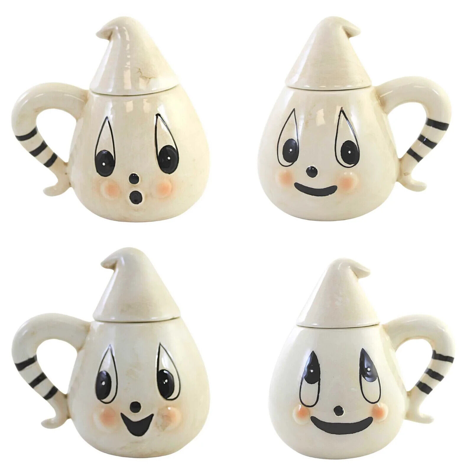 New Johanna Parker Ghost Teacups with Lids Set of 4
