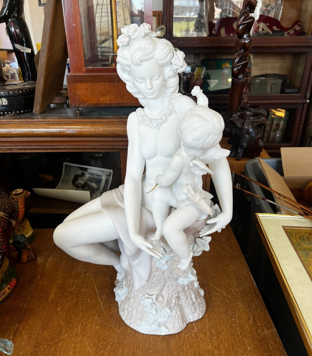 Rare Lladro Venus & Cupid 1392 Figurine Limited Edition NO.743 _ 23 Inches Tall