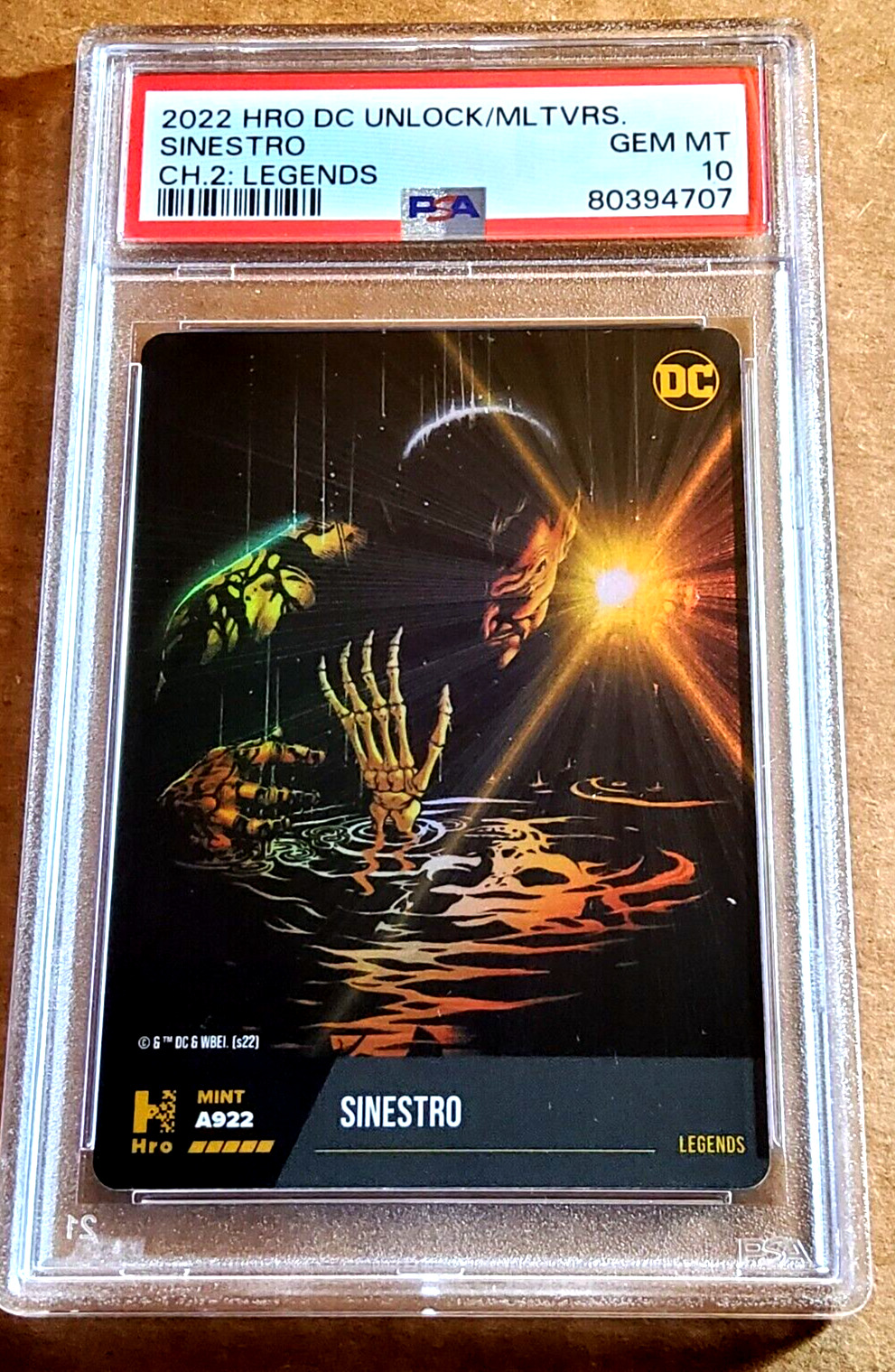 2022 HRO Chapter 2 SINESTRO Legends Holo Physical (Card Only) PSA 10 Gem Mint
