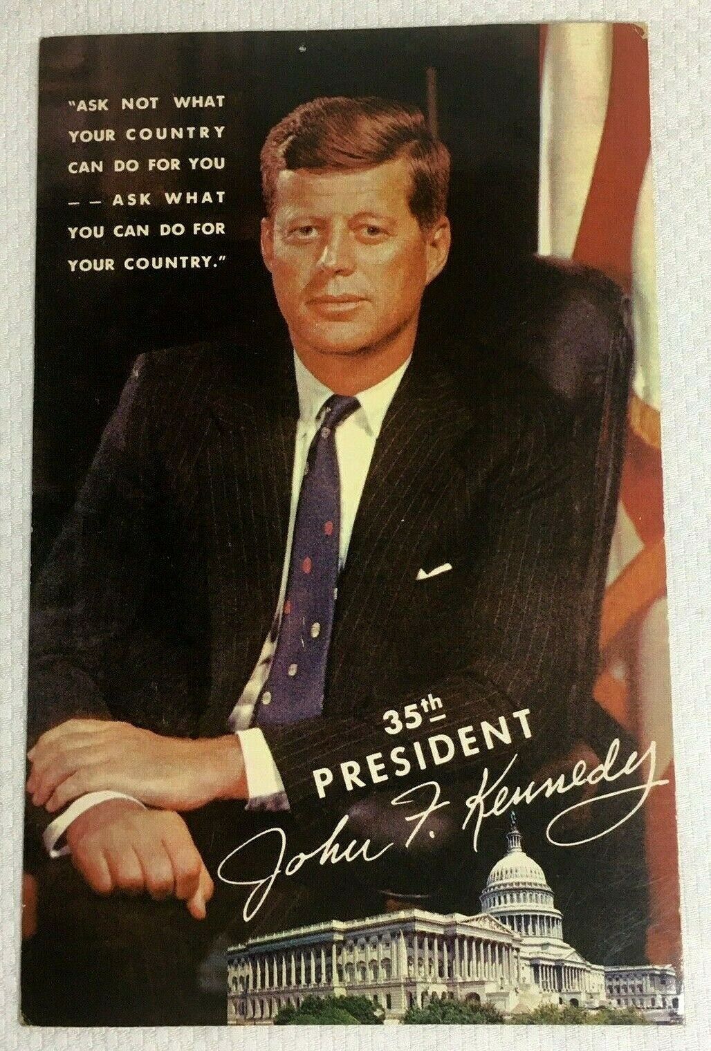 35th President John F Kennedy Postcard AAA Fabian Bachrach 1961 Used Postmarked