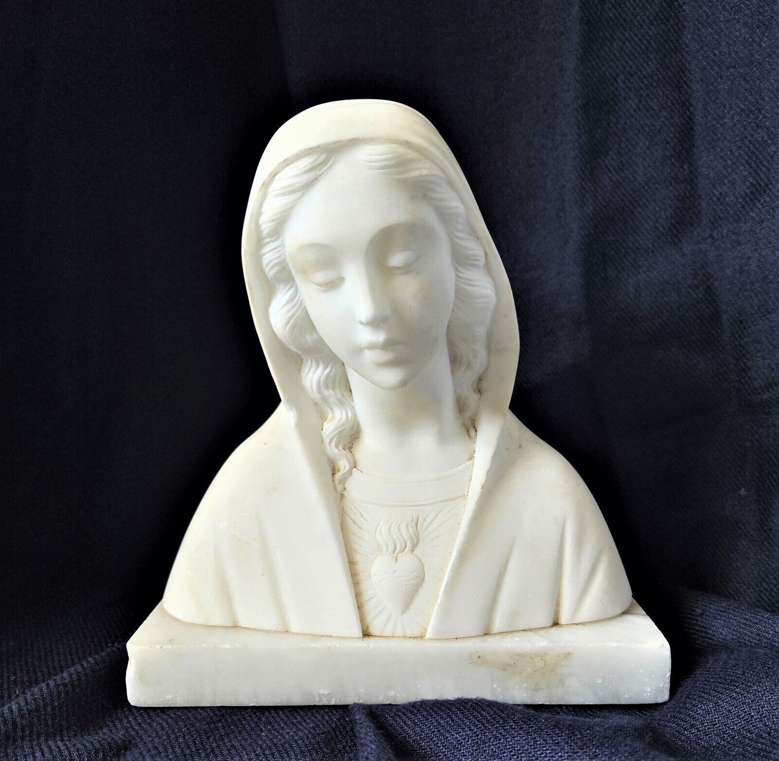 Vintage Alabaster Sacred Heart Madonna Statue