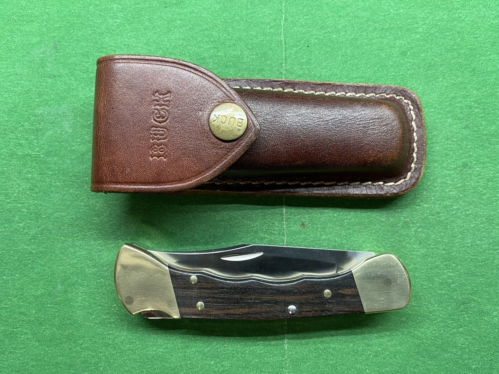 Vintage 1981-86 BUCK 110 4 Dot Finger Groove Folding Knife - Made in USA & HTF